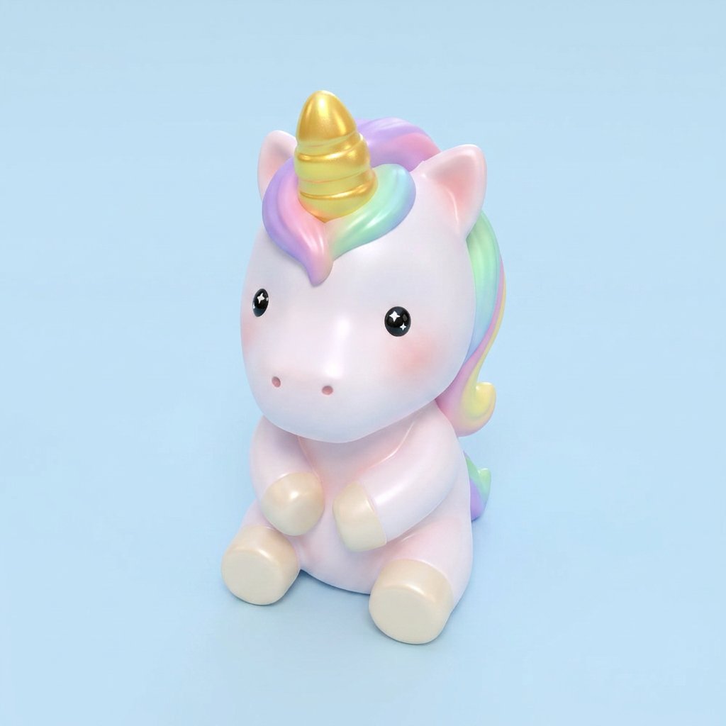 Oturan Unicorn boyalı